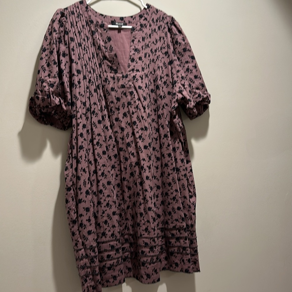 Madewell Mauve Blouse with Black Floral Design